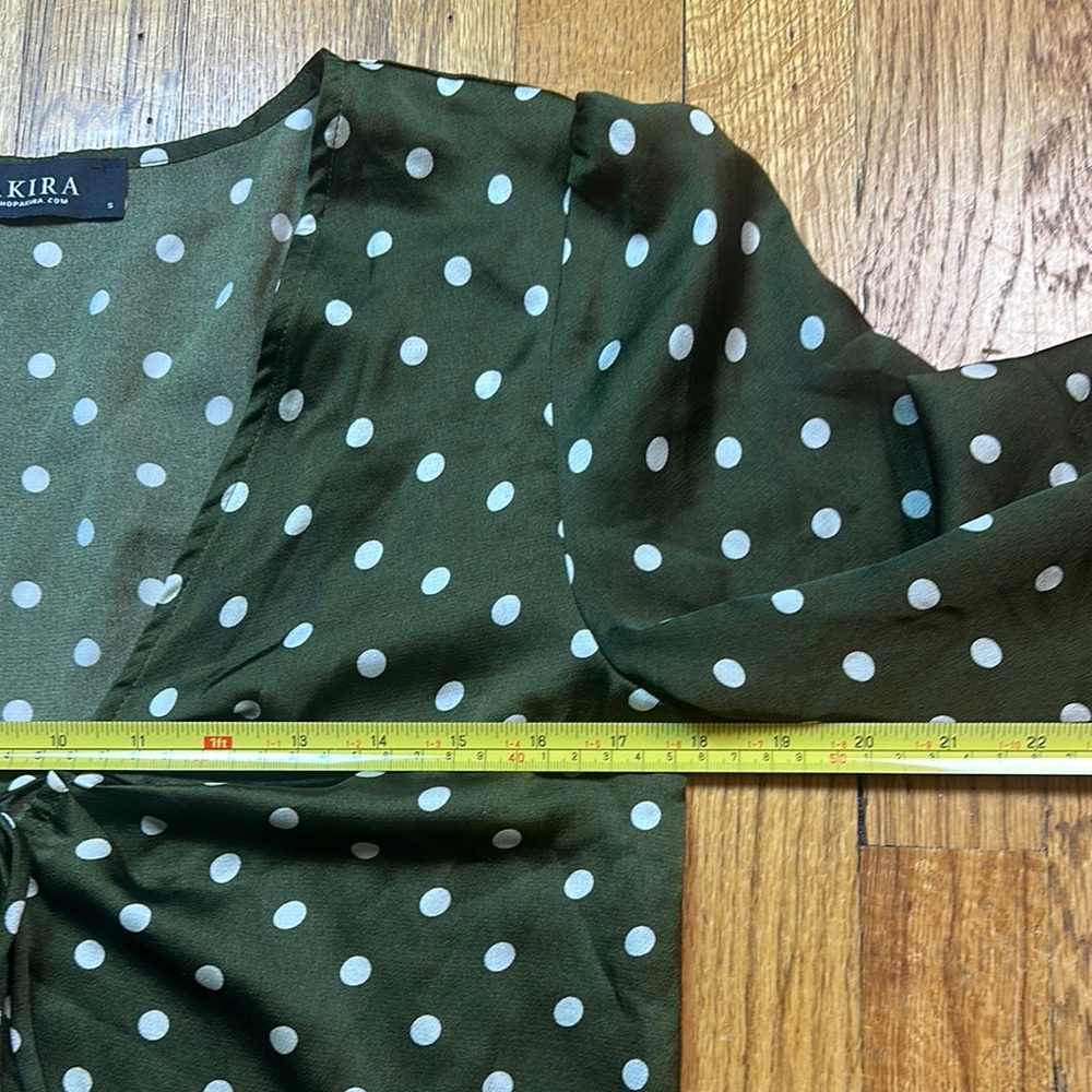 Akira Green Polka Dot Women's Top size Small Party Summer Fun Sexy Feminine - Picture 4 of 7
